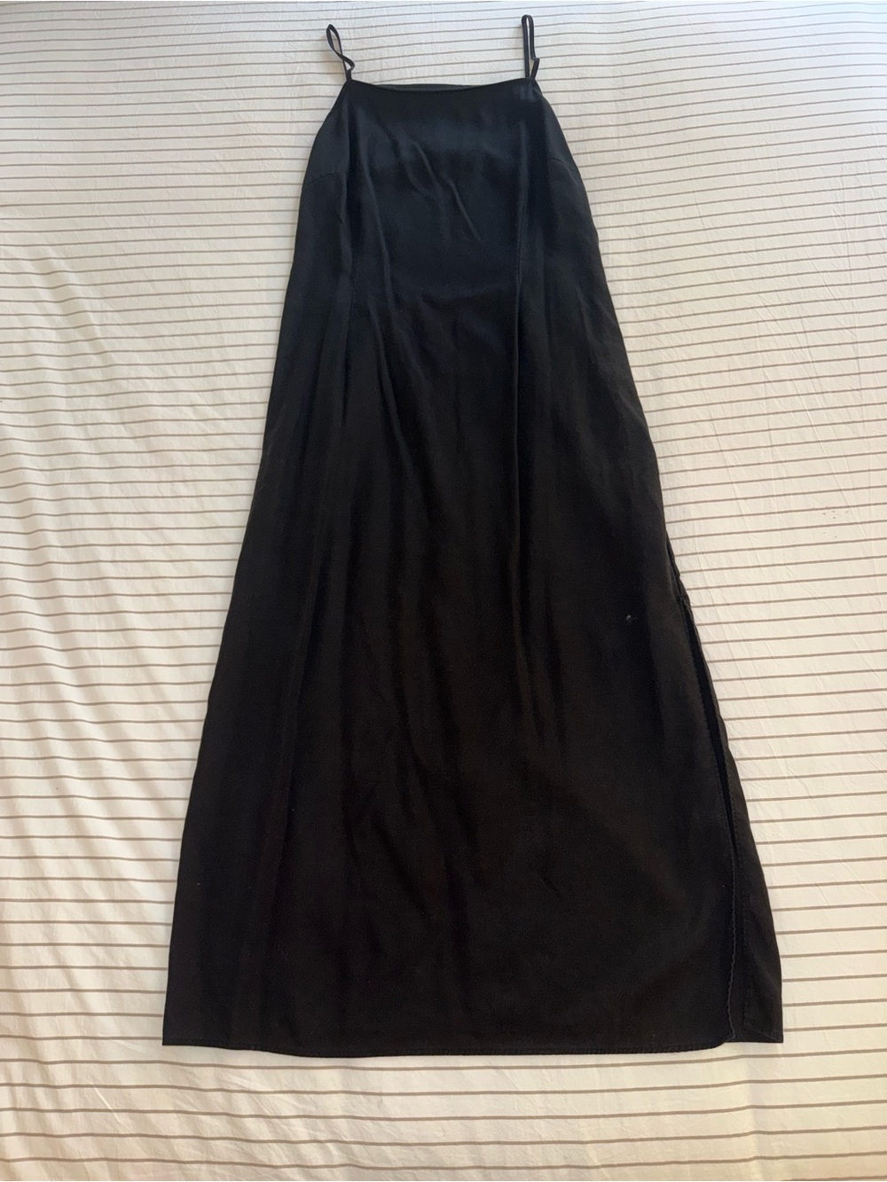 & Other Stories Black Maxi Slip Dress with Spaghetti Straps